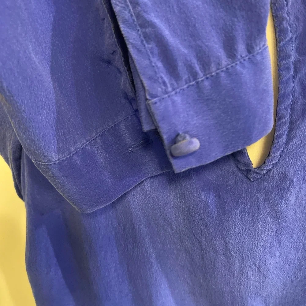 J Crew Elegant Royal Blue Women's Blouse with 3/4 sleeves size 10